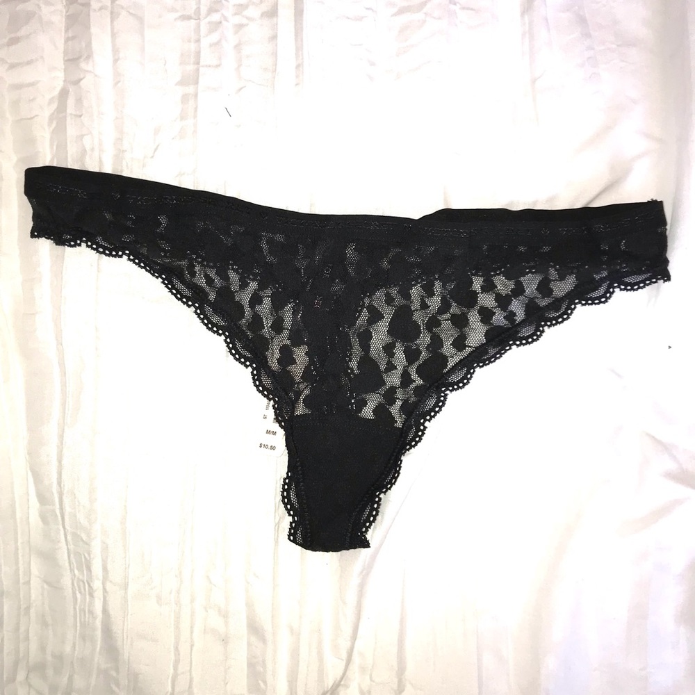 Victoria’s Secret Black Lace Thing Panties - size M